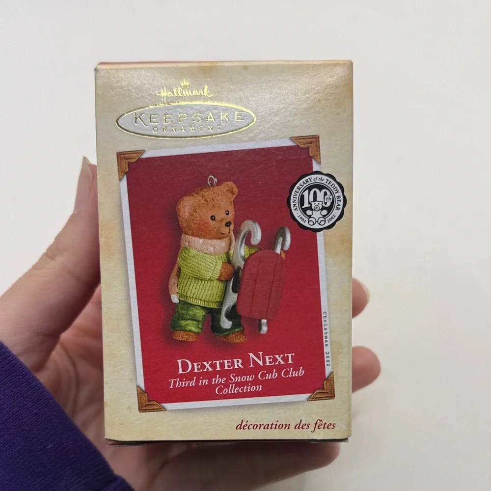 Vintage Hallmark Christmas Ornament Dexter Next Bear Sled Snow Cub Collectible